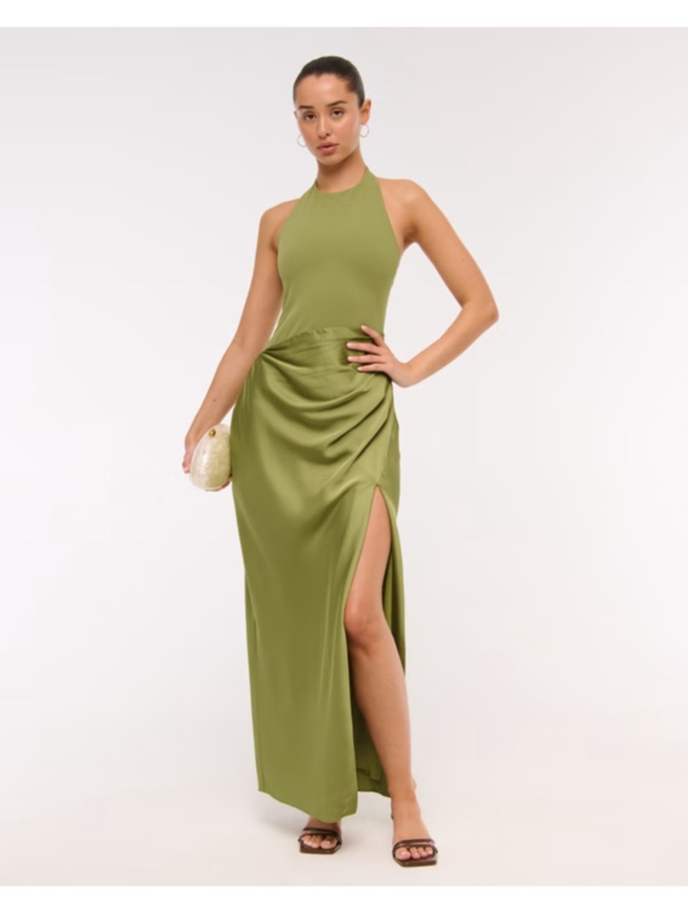 Abercrombie & Fitch Vine Halter Maxi Dress with Side Slit